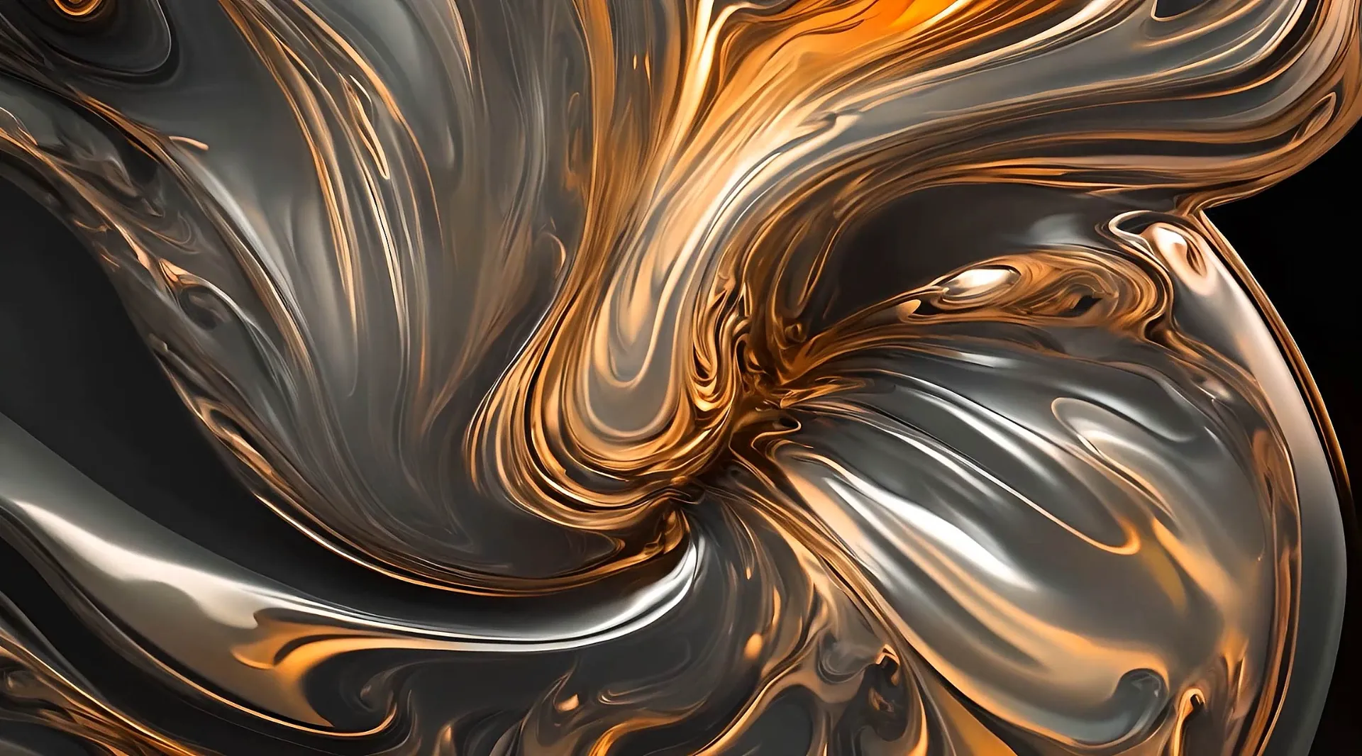 Golden Fluidity and Artistic Metal Waves Motion Video